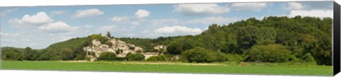 Framed Village at hillside, Rochegude, Languedoc-Roussillon, France Print