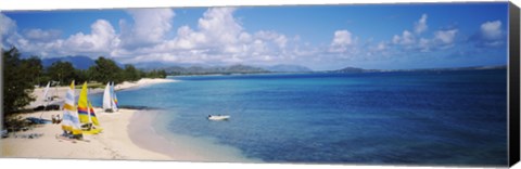 Framed High angle view of the beach, Kailua Beach, Oahu, Hawaii, USA Print