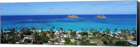 Framed High angle view of a town at waterfront, Lanikai, Oahu, Hawaii, USA Print