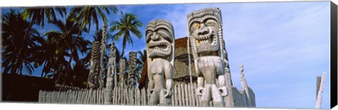 Framed Totem poles, Puuhonua O Honaunau National Historical Park, Hawaii, USA Print