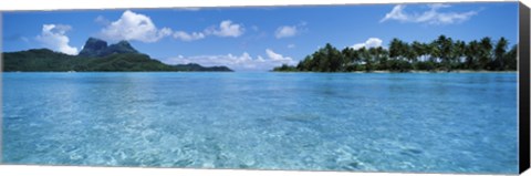 Framed Motu and lagoon, Bora Bora, Society Islands, French Polynesia Print