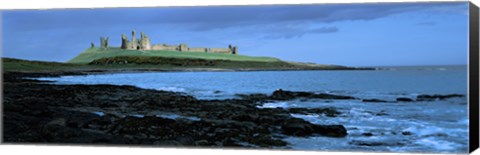 Framed Dunstanburgh Castle at the coast, Northumberland, England Print