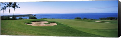 Framed Manele Golf course, Lanai City, Hawaii, USA Print