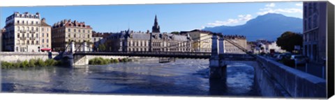 Framed Chain bridge over a river, Grenoble, Rhone-Alpes, France Print