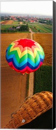 Framed High angle view of a hot air balloon on field, Metz, Moselle, Lorraine, France Print