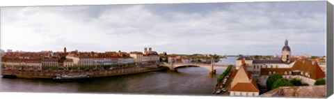 Framed Buildings at the waterfront, Chalon-Sur-Saone, Saone-Et-Loire, Burgundy, France Print