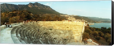 Framed Ancient antique theater at sunset with the Mediterranean sea in the background, Kas, Antalya Province, Turkey Print