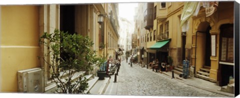 Framed Cobblestone street in Istanbul, Turkey Print