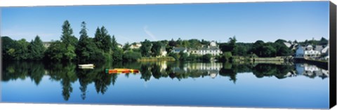 Framed View of a lake with a town in the background, Huelgoat, Finistere, Brittany, France Print