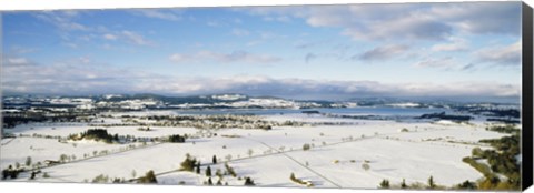 Framed Snow covered landscape, view from Neuschwanstein Castle, Fussen, Bavaria, Germany Print