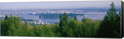 Framed Vancouver viewed from from a far, British Columbia, Canada Print