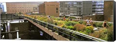 Framed Tourists in an elevated park, High Line, Manhattan, New York City, New York State, USA Print