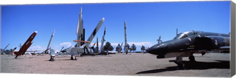 Framed Missile and military plane at a museum, White Sands Missile Range Museum, Alamogordo, New Mexico, USA Print