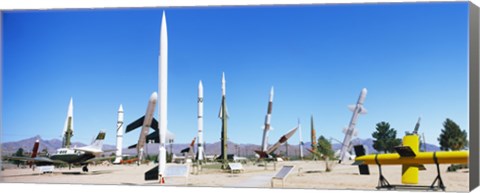 Framed Missiles at a museum, White Sands Missile Range Museum, Alamogordo, New Mexico Print