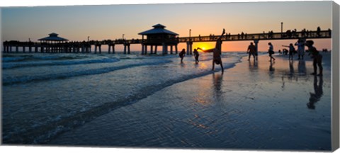 Framed Pier at sunset, Fort Myers Beach, Estero Island, Lee County, Florida, USA Print