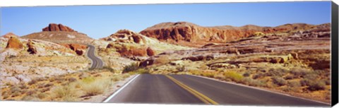 Framed Road passing through the Valley of Fire State Park, Nevada, USA Print