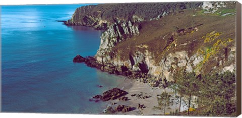 Framed High angle view of a coast, Crozon, Finistere, Brittany, France Print