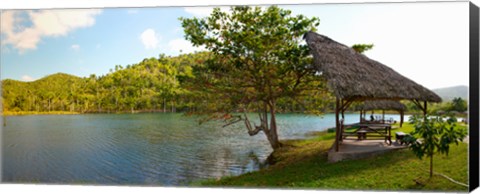 Framed Picnic area at pond, Las Terrazas, Pinar Del Rio Province, Cuba Print