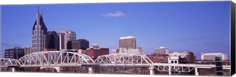 Framed Shelby Street Bridge with downtown skyline in background, Nashville, Tennessee, USA 2013 Print