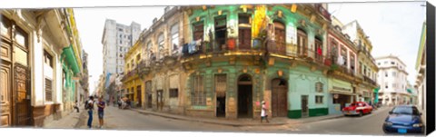 Framed Buildings along a street, Havana, Cuba Print