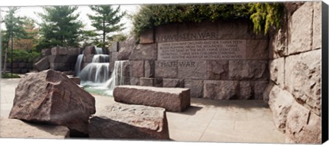 Framed Engraved memorial wall, Franklin Delano Roosevelt Memorial, Washington DC, USA Print