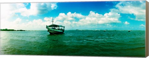 Framed Wooden boat in the ocean, Morro De Sao Paulo, Tinhare, Cairu, Bahia, Brazil Print