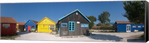 Framed Colorful Shacks, Le Chateau, Oleron, Charente-Maritime, Poitou-Charentes, France Print