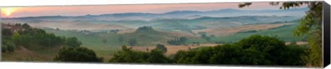 Framed High angle view of the valley at sunset, Val d&#39;Orcia, Tuscany, Italy Print