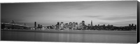 Framed Bay Bridge and San Francisco Bay (black &amp; white) Print