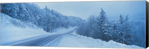 Framed Winter road NH USA Print