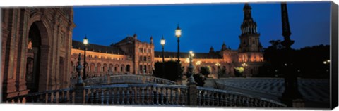 Framed Plaza Espana at Night, Seville Andalucia Spain Print