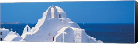 Framed Chruch Rooftops, Mykonos Greece Print