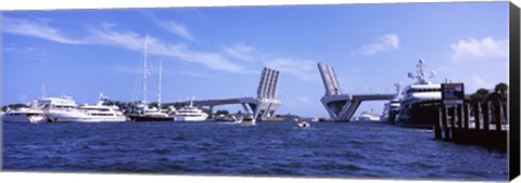 Framed Bridge across a canal, Atlantic Intracoastal Waterway, Fort Lauderdale, Broward County, Florida, USA Print