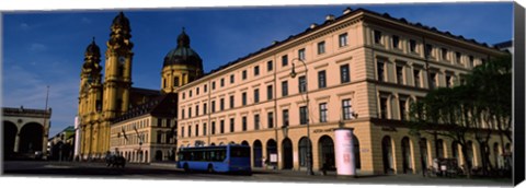 Framed Buildings at a town square, Feldherrnhalle, Theatine Church, Odeonsplatz, Munich, Bavaria, Germany Print