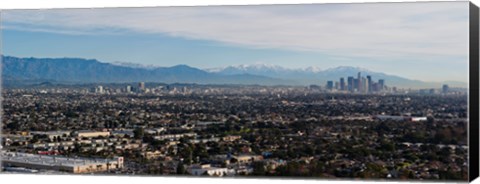 Framed High angle view of a city, Mt Wilson, Mid-Wilshire, Los Angeles, California, USA Print