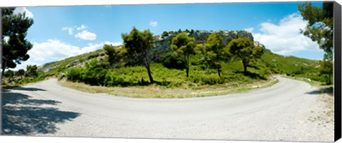 Framed Curve in the road, Bouches-Du-Rhone, Provence-Alpes-Cote d&#39;Azur, France Print