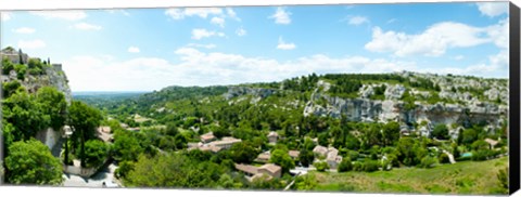 Framed High angle view of limestone hills with houses, Les Baux-de-Provence, Bouches-Du-Rhone, Provence-Alpes-Cote d&#39;Azur, France Print