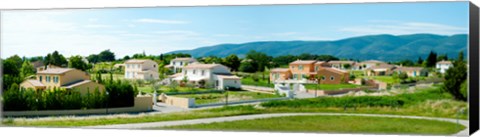 Framed High angle view of houses, Ansouis, Vaucluse, Provence-Alpes-Cote d&#39;Azur, France Print