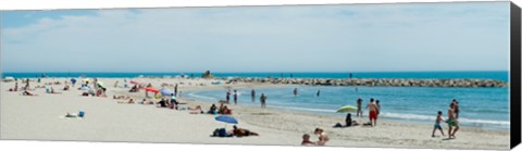 Framed Tourists on the beach, Saintes-Maries-De-La-Mer, Bouches-Du-Rhone, Provence-Alpes-Cote d&#39;Azur, France Print