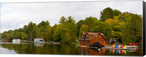 Framed Cottages at the lakeside, Lake Muskoka, Ontario, Canada Print