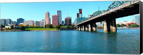 Framed Willamette River, Portland, Multnomah County, Oregon Print