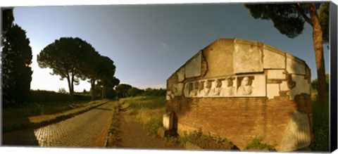 Framed Tombs and umbrella pines along the Via Appia Antica, Rome, Lazio, Italy Print