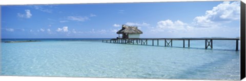 Framed Jetty and Dive Shack at Tikehau Village, Tuamotu Archipelago, French Polynesia Print