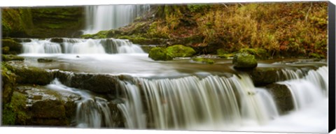 Framed Waterfalls in a forest, Scaleber Force, Yorkshire Dales, North Yorkshire, England Print