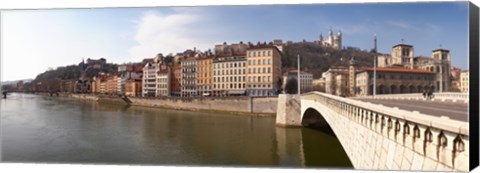 Framed Bonaparte Bridge over the Saone River, Lyon, Rhone, Rhone-Alpes, France Print