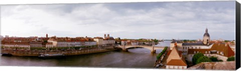 Framed Buildings at the waterfront, Chalon-Sur-Saone, Saone-Et-Loire, Burgundy, France Print