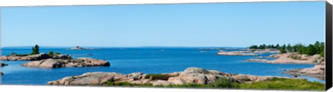 Framed Rock formations in a lake, Killarney, Georgian Bay, Ontario, Canada Print