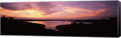 Framed Lake Travis at dusk - Pink Sky, Austin, Texas Print