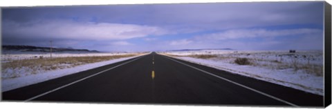 Framed Winter highway passing through a landscape, New Mexico, USA Print