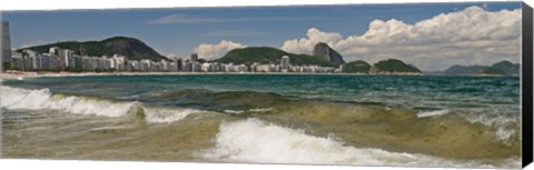 Framed Waves on Copacabana Beach with Sugarloaf Mountain in background, Rio De Janeiro, Brazil Print